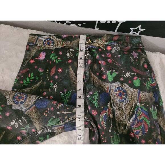 Lucky and Blessed Jeans Wide Leg Flare Size 8 Black Floral Boho Western Rodeo - Picture 11 of 12